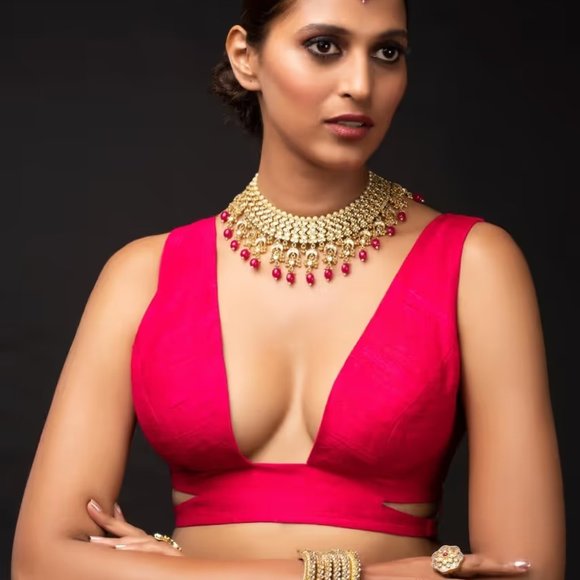 Magenta Silk Blouse For Women Designer Top - Picture 1 of 3